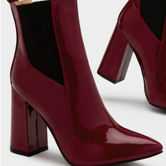 Shoes - BOOTIES WINE COLOR PATENT LEATHER